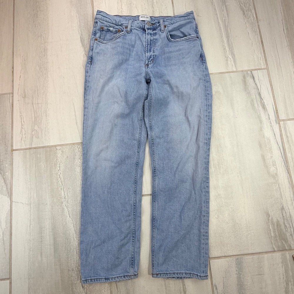 AGOLDE Kye Mid Rise Straight Leg Jeans Light Blue Wash A9100-1140 Size 28